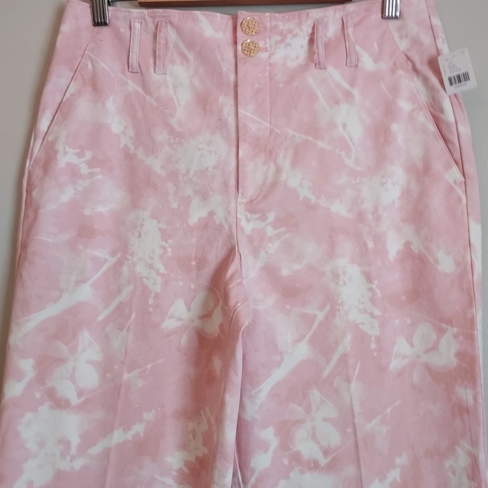Anthropologie Jaime Pink Print Straight Pant Pants Size 8 NEW NWT - Picture 6 of 16